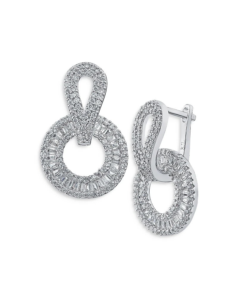 Cz By Kenneth Jay Lane Baguette Frame Circle Drop Earrings