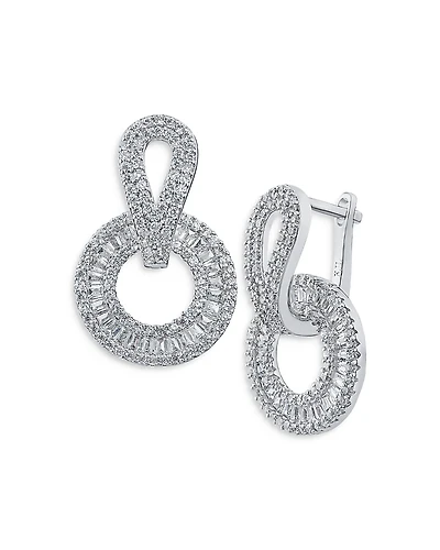 Cz By Kenneth Jay Lane Baguette Frame Circle Drop Earrings