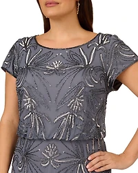 Beaded Short Sleeve Gown