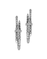 Sterling Silver Diamond Spear Hoop Earrings