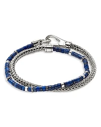 Sterling Silver Heishi Lapis Lazuli Beaded Double Wrap Bracelet
