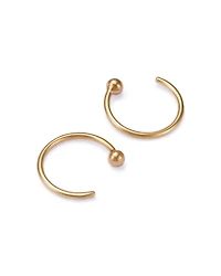 14K Yellow Gold Simple Gold Tiny Ball Reverse Huggie Hoop Earrings