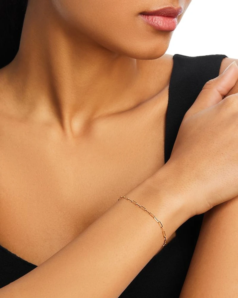 14K Yellow Gold Simple Gold Paperclip Link Chain Bracelet