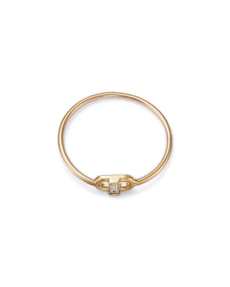 14K Yellow Gold Baguette Diamonds Diamond Baguette Oval Link Ring, 0.06 tcw