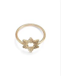 14K Yellow Gold Small Diamond Bezel Star of David Ring, 0.15 tcw