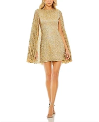 Mac Duggal Sequined Cape Women's Sleeve Mini Dress