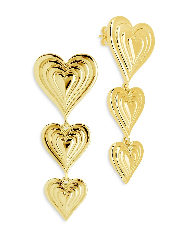 Sterling Forever Beating Heart Drop Earrings