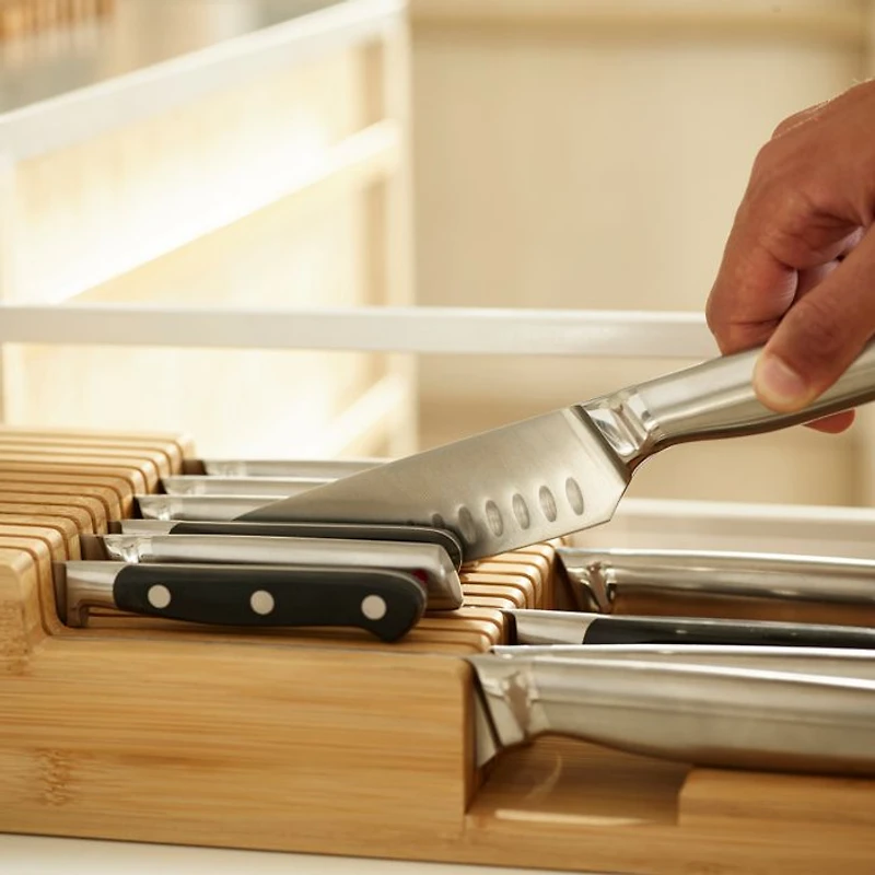 Bamboo Large 2-Tier Knife Organizer