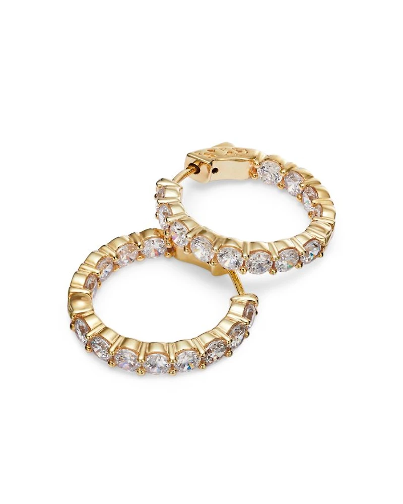 Diamond Inside Out Hoop Earrings in 14K Yellow Gold