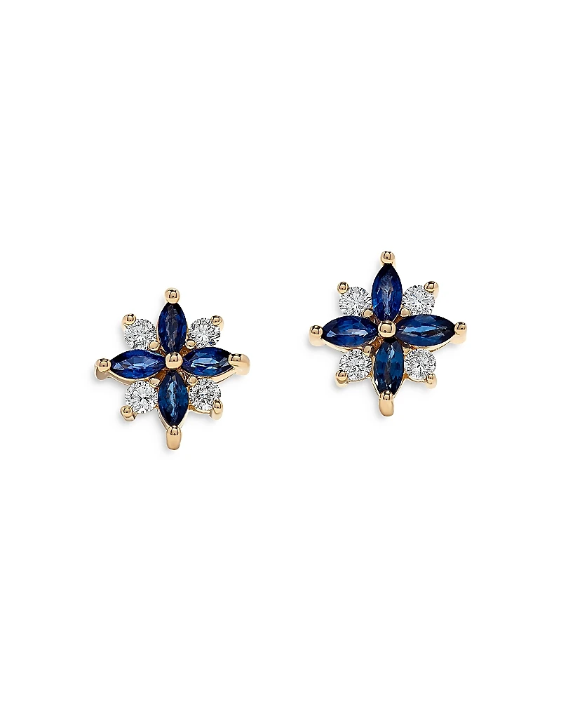Bloomingdale's Fine Collection Sapphire & Diamond Flower Stud Earrings