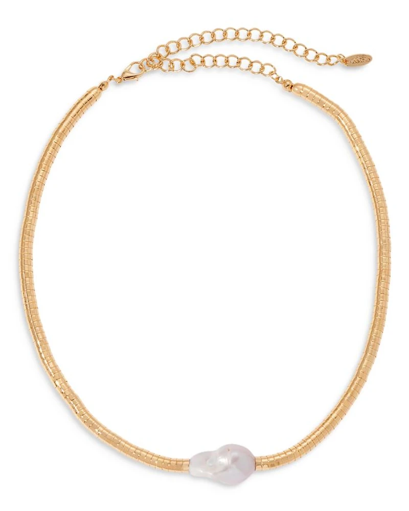 Freshwater Baroque Pearl Collar Necklace, 15-20"
