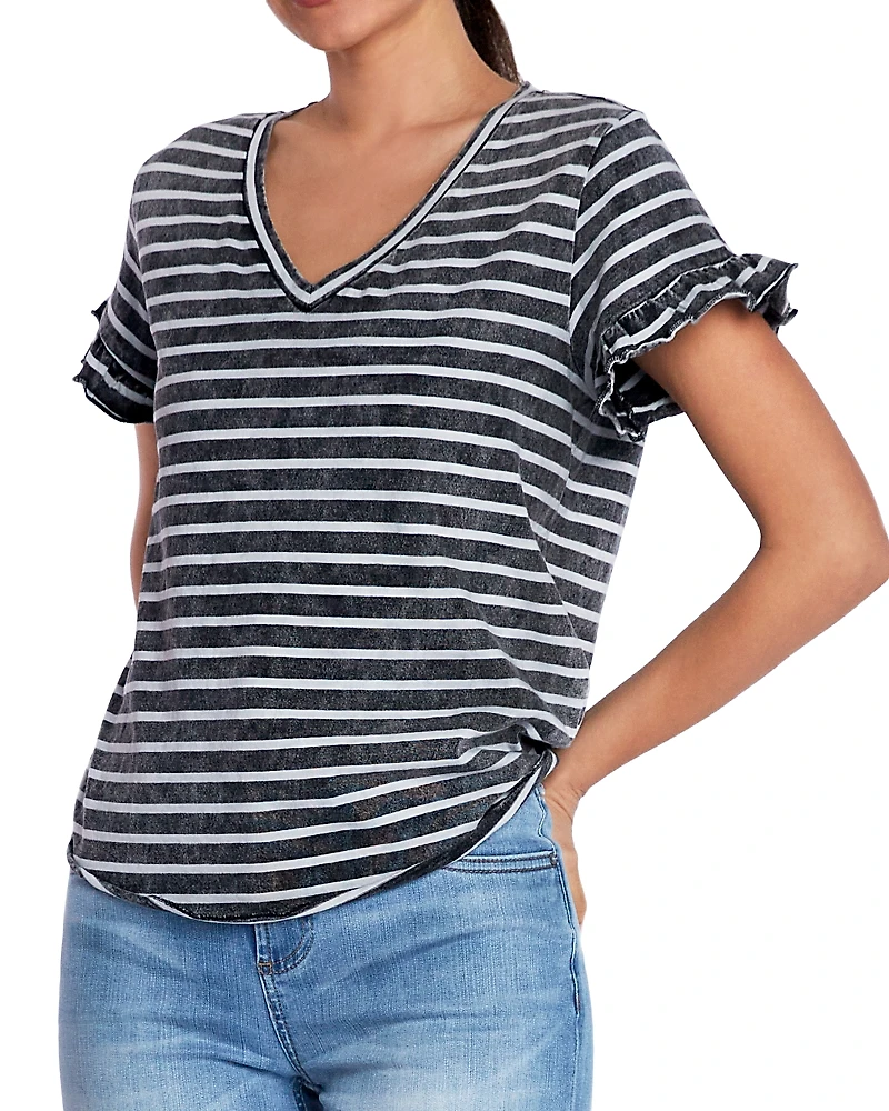 Billy T Ruffled V Neck Tee
