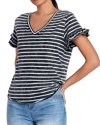 Billy T Ruffled V Neck Tee