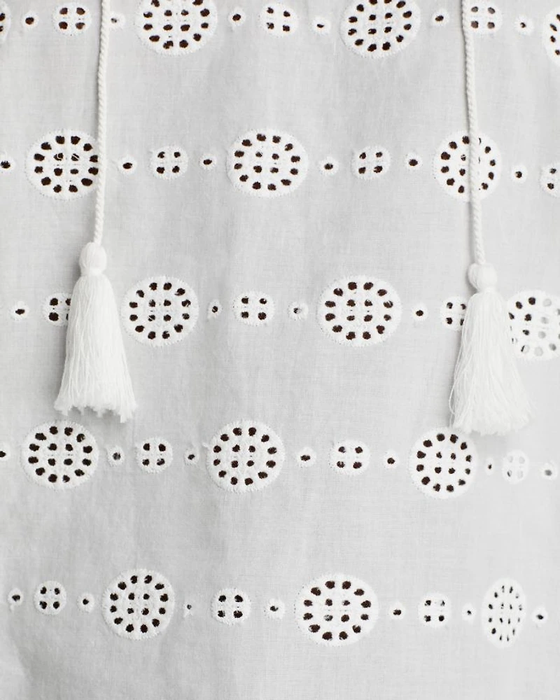 Eyelet Flutter Sleeve Top - Exclusive