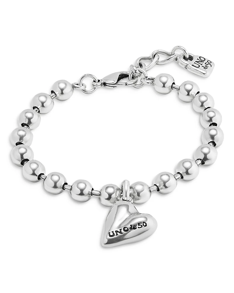 UNOde50 Sterling Silver-Plated Beaded Bracelet With A Heart Charm