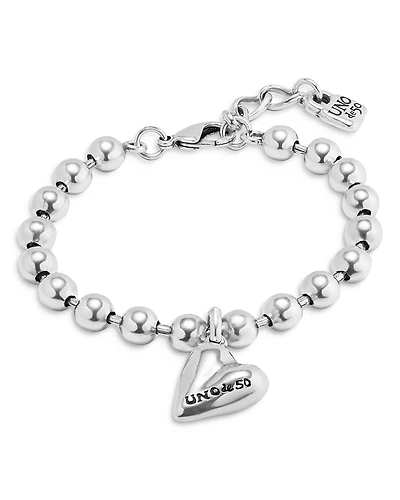 UNOde50 Sterling Silver-Plated Beaded Bracelet With A Heart Charm