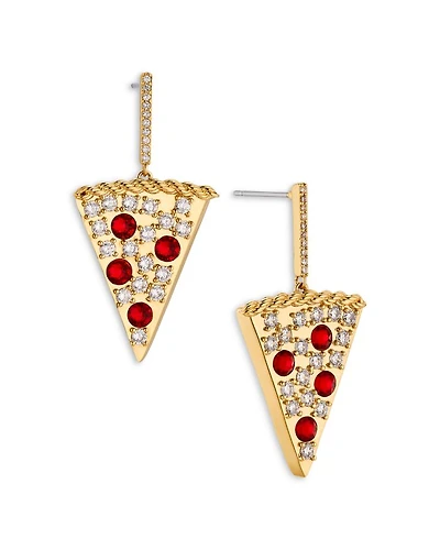 Foodie Pizza Drop Earrings, 1.4"L