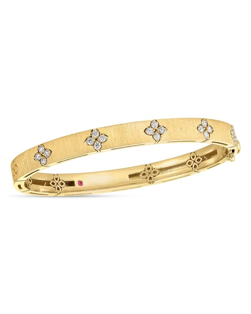 18K Yellow Gold Love in Verona Diamond Flower Bangle
