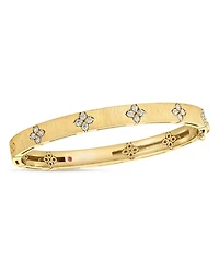 18K Yellow Gold Love in Verona Diamond Flower Bangle