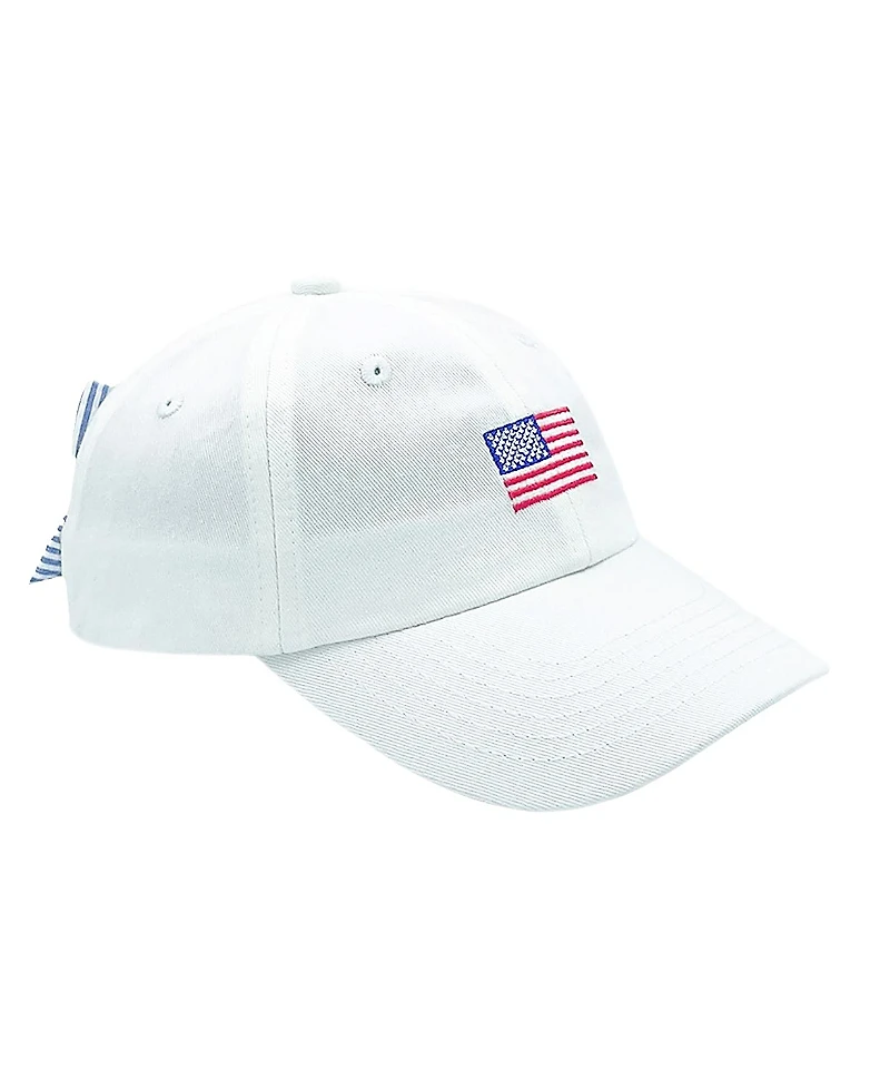 Bits & Bows Girls' American Flag Bow Baseball Hat - Little Kid