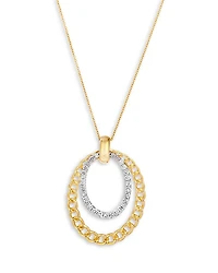 Diamond Pavé Double Oval Pendant Necklace in 14K Yellow Gold, 0.60 tcw