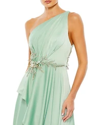 Embellished One Shoulder Asymmetrical Gown