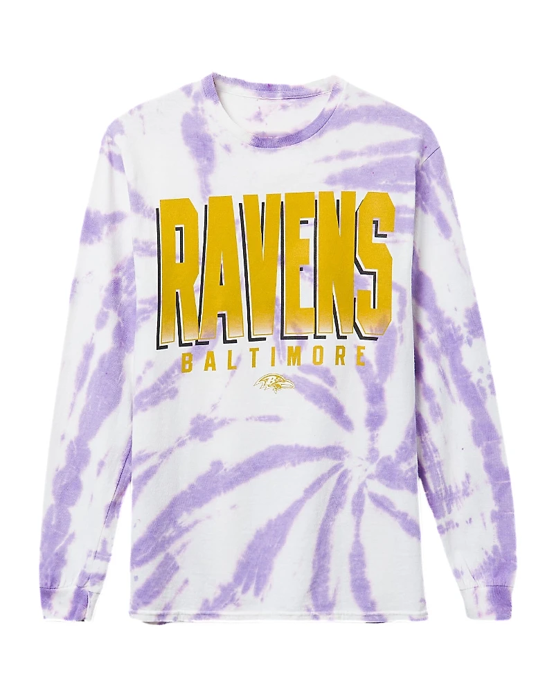 Junk Food Clothing Unisex Nfl Baltimore Ravens Game Time Tie Dye Long Sleeve