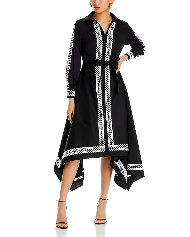 Misook Handkerchief Hem Eyelet Trim Dress