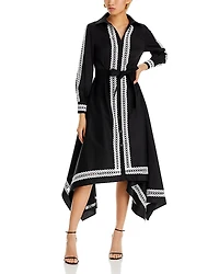 Misook Handkerchief Hem Eyelet Trim Dress