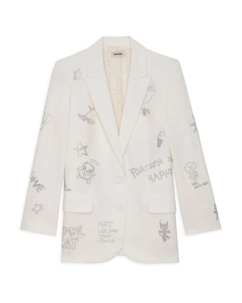 Viva Multistrass Rhinestone Embellished Blazer