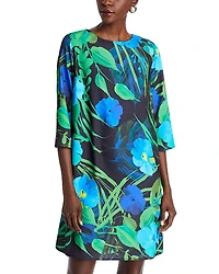 Caroline Rose Floral Crepe A Line Dress