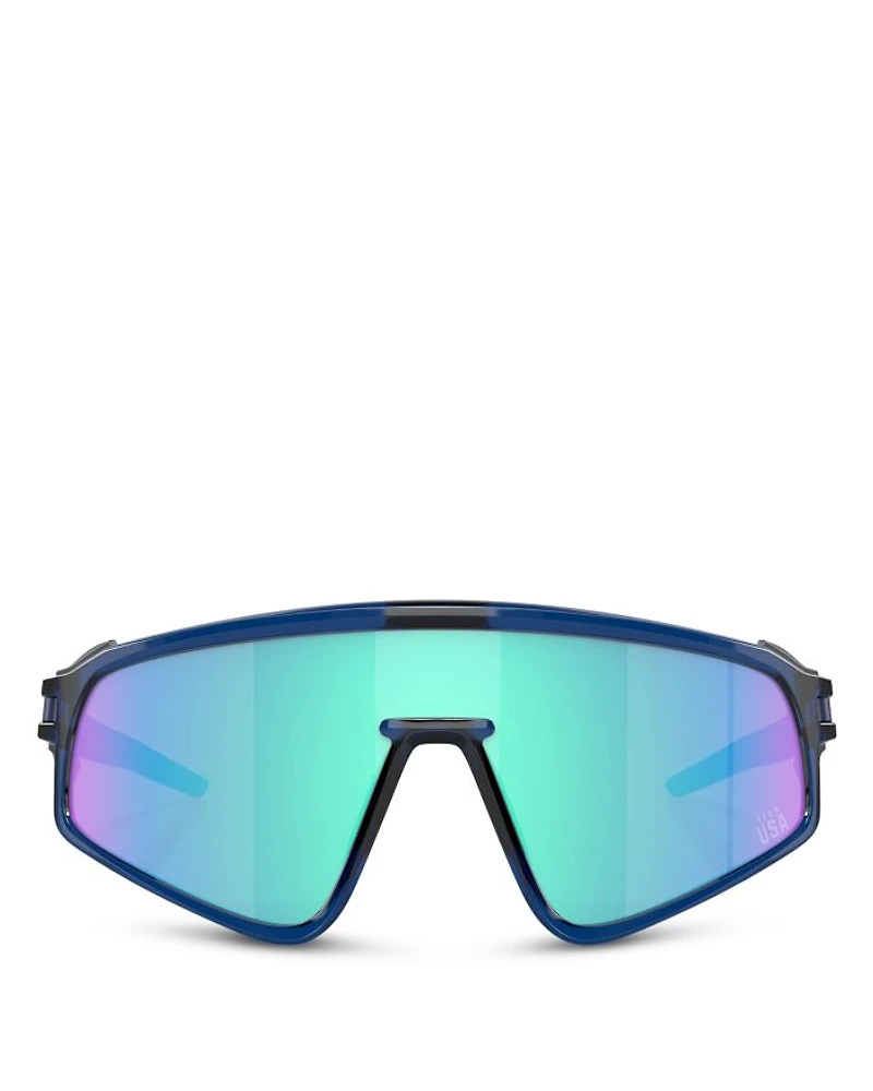 Latch Panel Rectangular Shield Sunglasses, 135mm