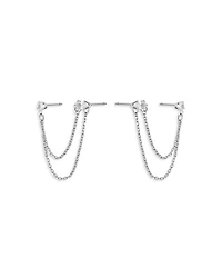Chain & Crystal Double Piercing Earrings
