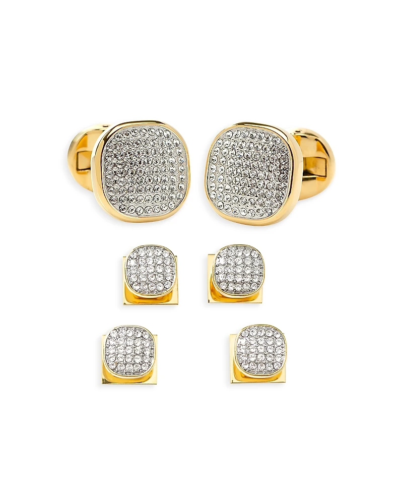 Cufflinks Inc White Pave Crystal Stud & Cufflink Set