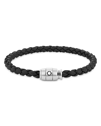 Montblanc Stainless Steel and Leather Ring Bracelet