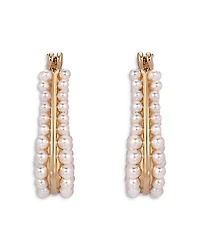 Imitation Pearl Tapered Hoop Earrings