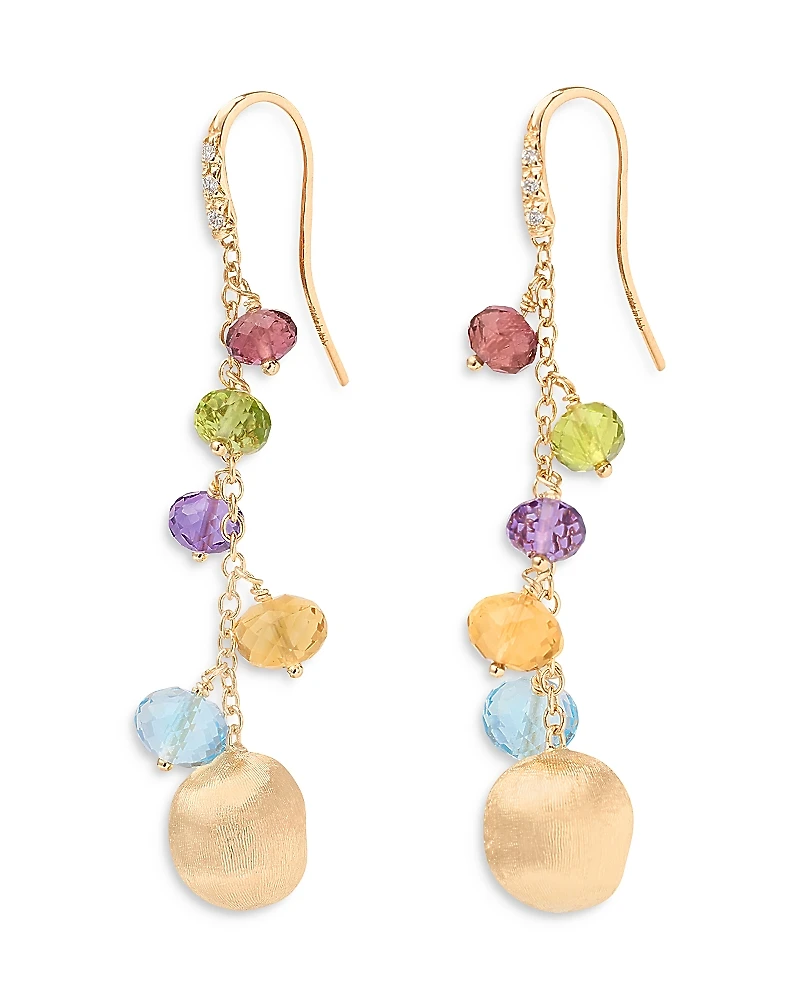 Marco Bicego 18K Yellow Gold Africa Multi Gemstone & Diamond Drop Earrings