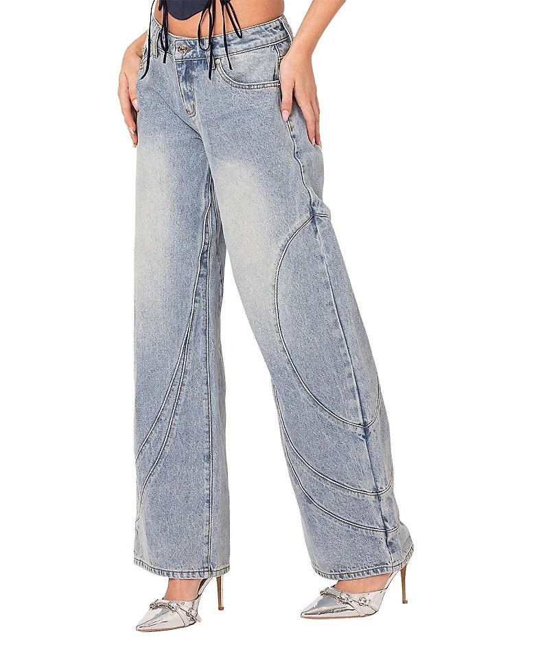 Edikted Oaklynn Stitch Detail Low Rise Jeans
