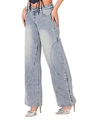 Edikted Oaklynn Stitch Detail Low Rise Jeans