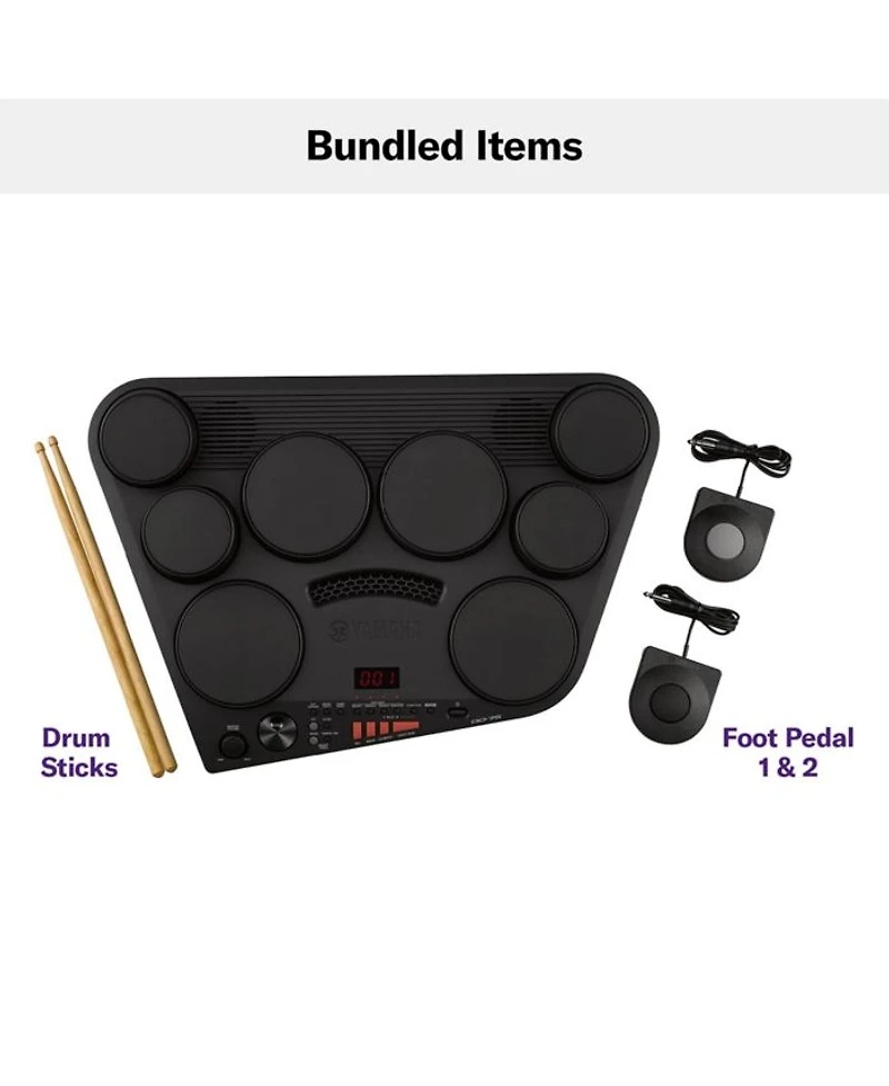 DD75AD Portable Digital Drum Kit with Drum Sticks and 2 Foot Pedals