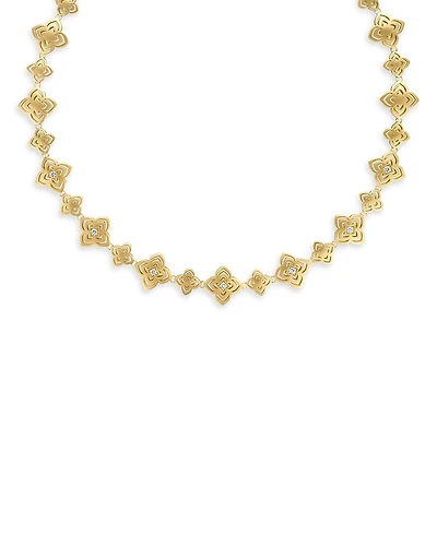 Roberto Coin 18K Yellow Gold Palazzo Ducale Diamond Satin Flower Collar Necklace, 16