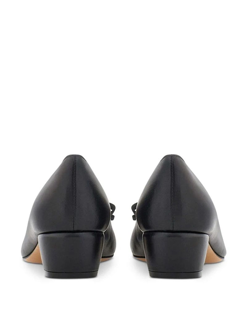 Women's Vara Soft Bow Detail Blue Block Heel Pumps