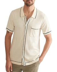 Marine Layer Wyatt Cotton, Nylon, & Merino Wool Tipped Sweater Knit Standard Fit Button Down Shirt