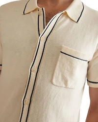 Wyatt Cotton, Nylon, & Merino Wool Tipped Sweater Knit Standard Fit Button Down Shirt