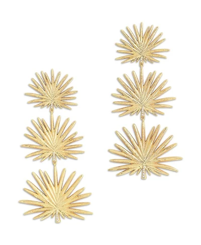 Triple Fan Palm Earrings in 18K Gold Plated