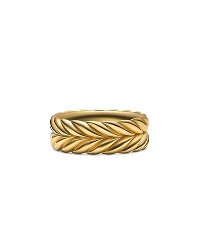Men's 18K Yellow Gold Chevron Double Row Band