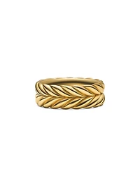 Men's 18K Yellow Gold Chevron Double Row Band