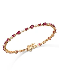 Ruby & Diamond Link Bracelet in 14K Yellow Gold