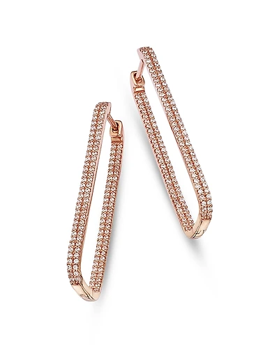 Bloomingdale's Fine Collection Diamond Pave Rectangular Hoop Earrings