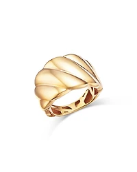 14K Yellow Gold Twist Style Wide Statement Ring
